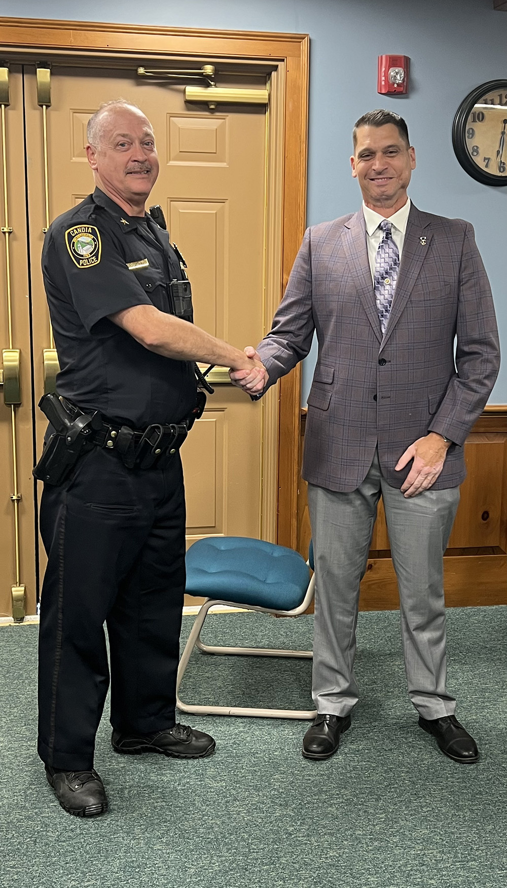 Candia new Police Chief, Chad Shevlin, was sworn in at the Board of Selectmen meeting on September 9, 2024